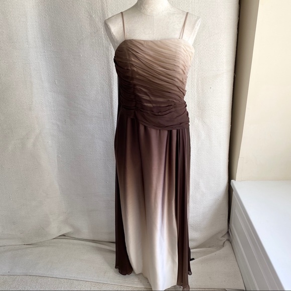 Neiman Marcus Dresses & Skirts - Couture Silk 8 10 Ombré Fade Gathered Dress Brown Formal Gown Prom